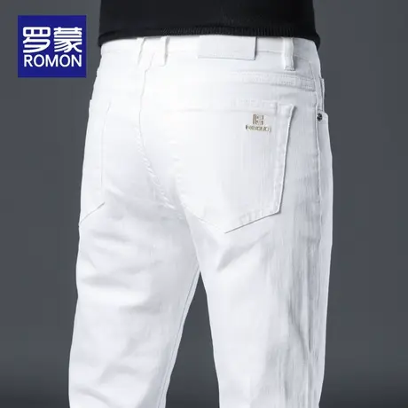 罗蒙纯白色牛仔裤男士宽松直筒休闲长裤子高端春秋季2025新款男裤图片
