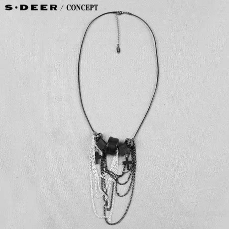 【新品】sdeer圣迪奥专柜正品黑白铁链光泽十字装饰项链5284366图片