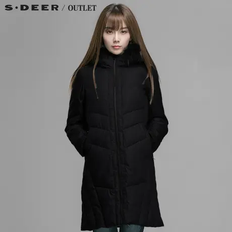 s.deer圣迪奥专柜正品女线迹偏光面料长款棉衣S14481909图片