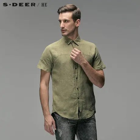 S.Deer/He【惠】 圣迪奥纯色亚麻衬衫H14270433图片