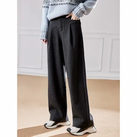 宝诗黎高腰气质宽松阔腿休闲裤2024冬季百搭显瘦直筒西装长裤女商品大图