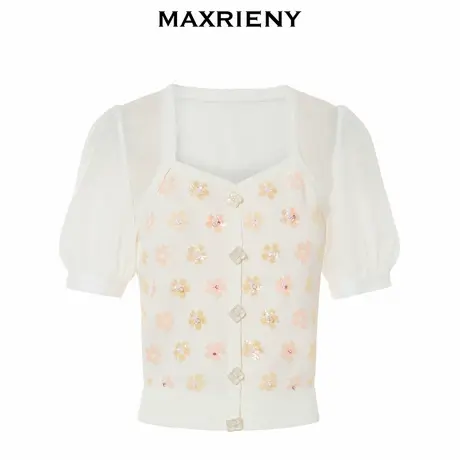 【奥莱】MAXRIENY宫廷复古截短针织衫夏日小衫女上衣商品大图