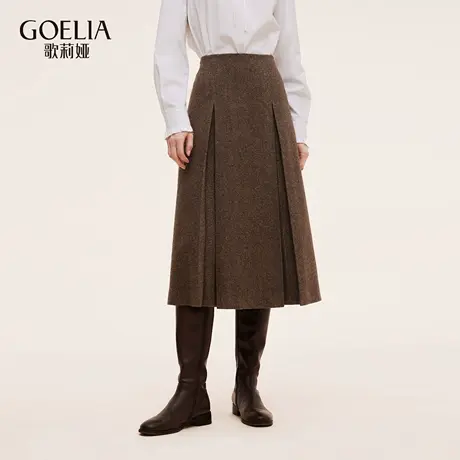 歌莉娅秋季新品可水洗羊毛A摆半裙1E9L2B430商品大图