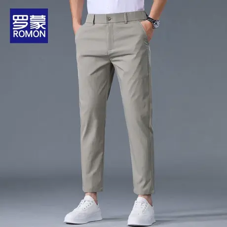 罗蒙休闲裤男士夏季薄款2025新款男裤修身直筒透气潮牌九分裤子男图片