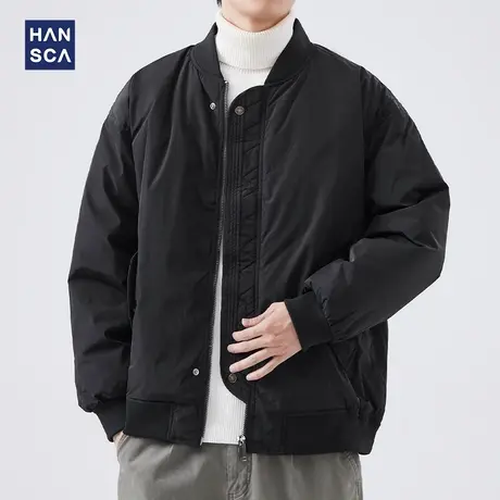 hansca工装棒球羽绒服男冬季2023新款青少年白鸭绒潮牌夹克外套男图片