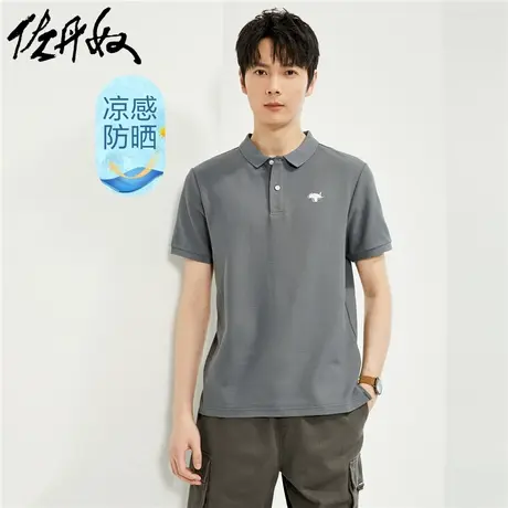 佐丹奴Polo男装小刺绣凉感防晒珠地针织短袖POLO 13014204商品大图