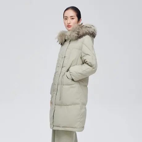【直播】艾莱依商场同款貉子毛大毛领羽绒服女冬季中长款轻奢外套商品大图