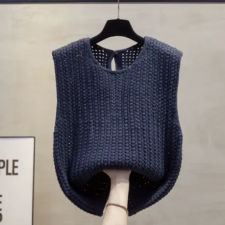 圆领镂空针织马甲背心女2025春秋新款宽松外穿马夹叠穿毛衣坎肩潮商品大图