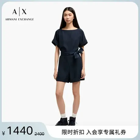 ARMANI EXCHANGE/阿玛尼2025夏季新款女士船领系带纯色连体短裤图片