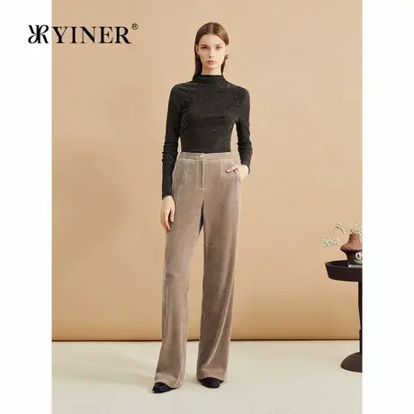 【木兰花系列】YINER音儿2024冬季新款植绒高领收腰打底针织衫商品大图