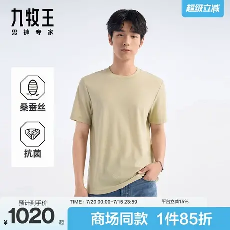 [商场同款]九牧王男装2025夏季凉感抑菌休闲时尚圆领男款短袖T恤图片