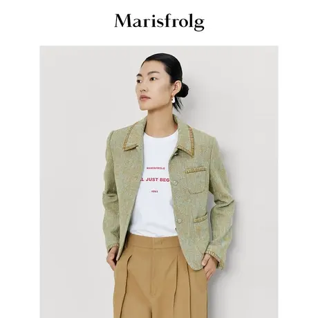 【意大利进口面料】玛丝菲尔短外套春季复古小香风西服外套图片