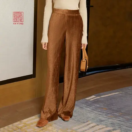 [匠心褶艺]EP雅莹高端系列 垂感丝绒直筒裤 春夏商场同款6428A商品大图