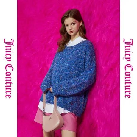 Juicy Couture橘滋春夏新款甜酷鬼马蓝色彩点针织毛衫圆领宽松女商品大图