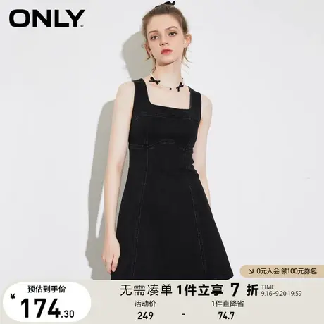 ONLY奥莱夏季小方领短款牛仔连衣裙女商品大图