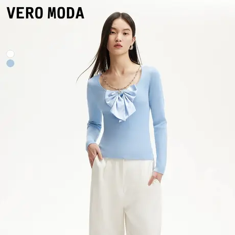 Vero Moda奥莱针织衫女2025春秋新款链条蝴蝶结精致百搭甜美上衣商品大图