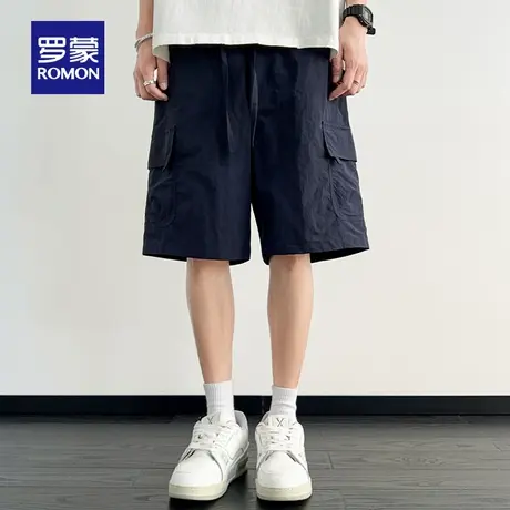 罗蒙男士休闲百搭松紧腰五分裤2025夏季薄款宽松中青年工装短裤男商品大图