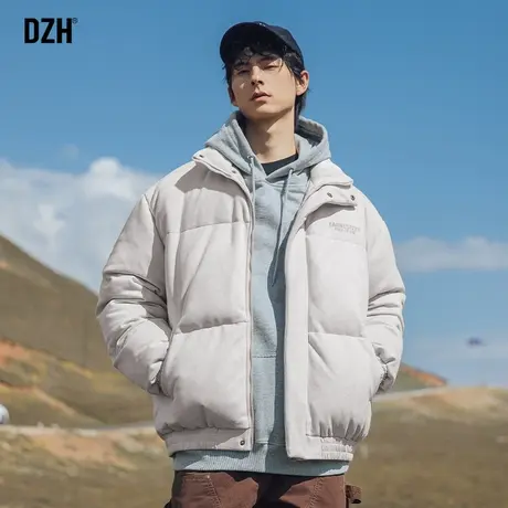 青少年米白色立领麂皮绒外套男冬季加厚保暖棉服男款2023新款棉衣商品大图