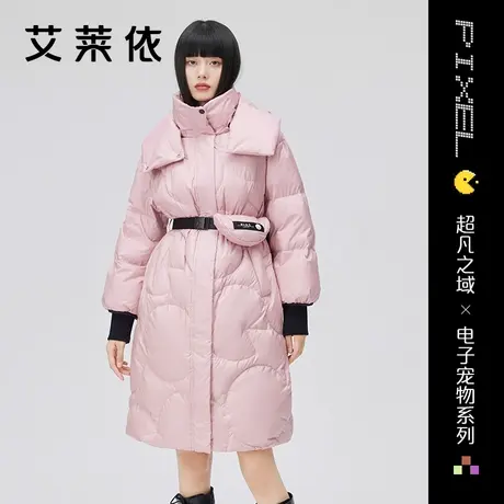 艾莱依2022年新款炫彩羽绒服长款女可拆卸包秋冬时尚潮流温暖外套商品大图