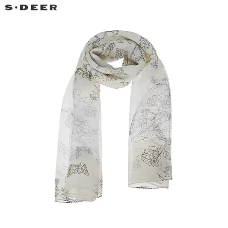 sdeer圣迪奥简约花朵纹理长款围巾S20383766图片