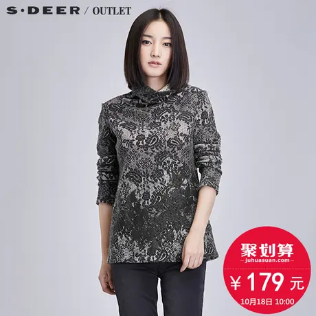 s.�r【🅾新品】🅿圣迪奥女装柔美的版画轮廓高领上衣S15480211商品大图