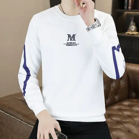 2025秋冬新款男士卫衣潮流圆领长袖上衣冬季加绒加厚打底衫男T恤商品大图