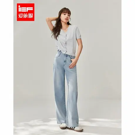 IEF/爱依服裤子2025夏季新款韩版简约通勤气质百搭显瘦牛仔阔腿裤商品大图