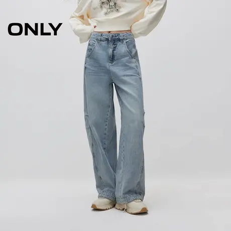 ONLY夏季复古水洗显瘦高腰阔腿长裤牛仔裤女|124332012图片