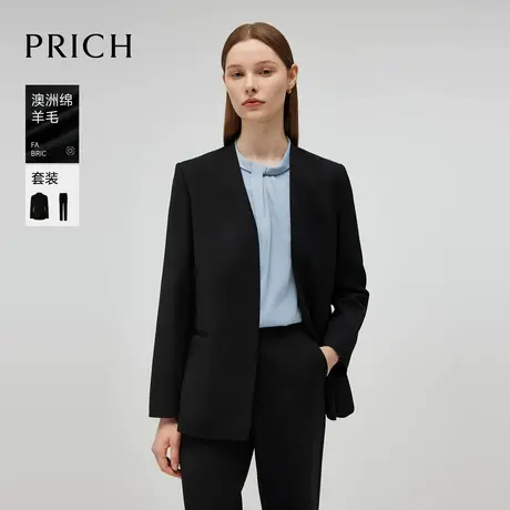 【超能小太阳严选】PRICH澳洲绵羊毛无领西装套装保暖外套女商品大图