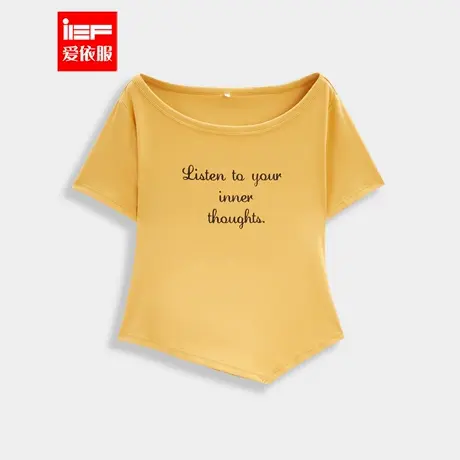 IEF/爱依服【微胖】大码女装2025夏季新款设计感字母百搭女短上衣图片