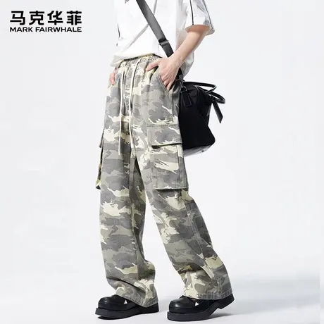 马克华菲迷彩裤男士夏季薄款裤子男2025新款休闲裤宽松阔腿工装裤商品大图