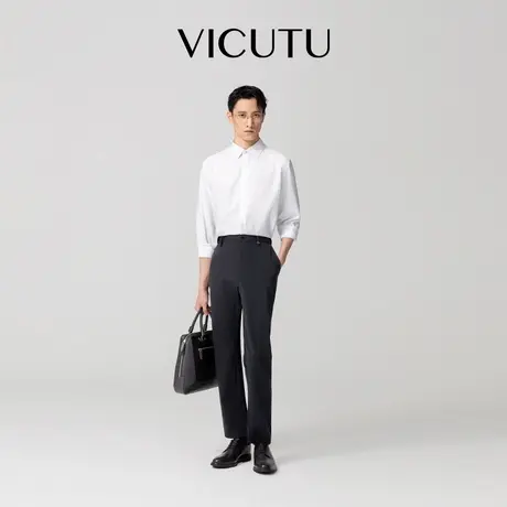 VICUTU威可多休闲裤男秋季羊毛混纺舒适亲肤长裤商务通勤百搭裤子图片