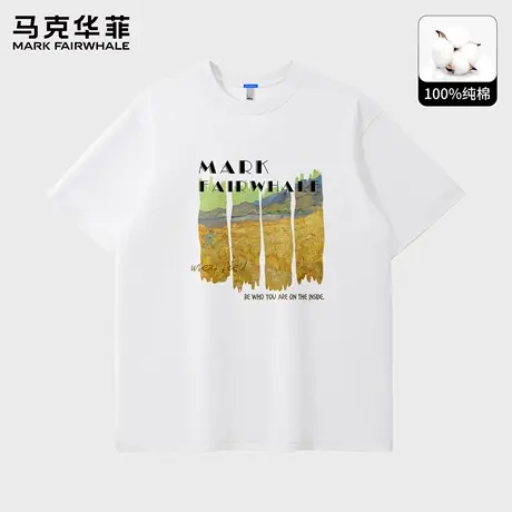 马克华菲夏季薄款短袖t恤男2025新款重磅纯棉半袖宽松体恤上衣潮X图片