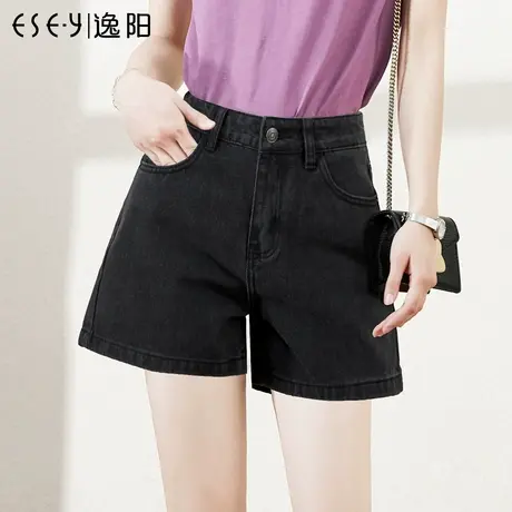逸阳女裤短裤女2025新款夏季薄款牛仔裤女A字短阔腿宽松3分裤4284商品大图