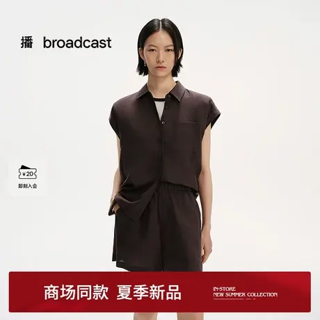 播商场同款轻薄无袖衬衫女25夏季新款休闲宽松衬衣BDS2CD2445商品大图