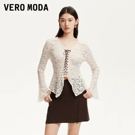 Vero Moda上衣2025秋季新款含莫代尔收腰蕾丝时尚小翻领325302005商品大图
