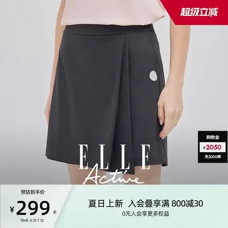 ELLE Active户外穿搭不规则百褶裙裤女运动工装裤灰色A字高腰短裤商品大图