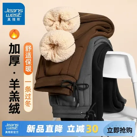 GV真维斯羊羔绒男裤冬季加绒裤子男款加厚束脚裤保暖东北棉裤男C商品大图