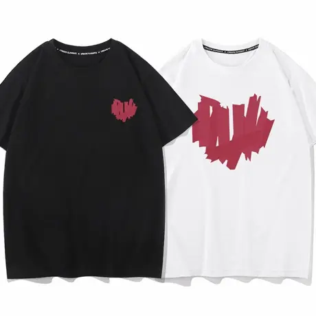 秀洛disoo爱心情侣装t恤潮流宽松纯棉短袖衣服男女打底衫体恤上衣商品大图