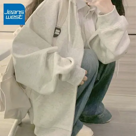 KV真维斯外套女春秋款2025新款初秋穿搭大码女装长袖开衫连帽卫衣商品大图