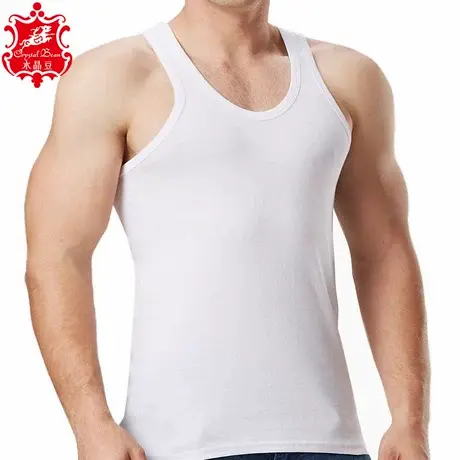 男士背心纯棉跨栏健身运动打底汗衫白色吊带内穿无袖上衣全棉夏季图片