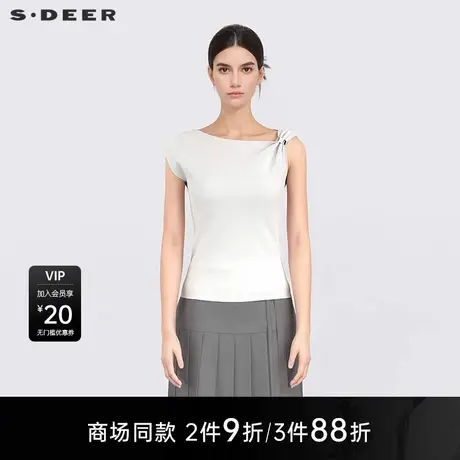 【商场同款】sdeer圣迪奥时尚不规则领修身无袖针织衫S25283510图片