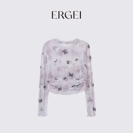 【塞纳河畔】尔给网纱薄款打底衫女夏2024新款设计感小众短款上衣图片