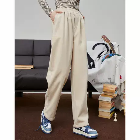 a02加绒加厚灯芯绒2025春季咖啡色直筒裤新高腰百搭女式休闲裤图片