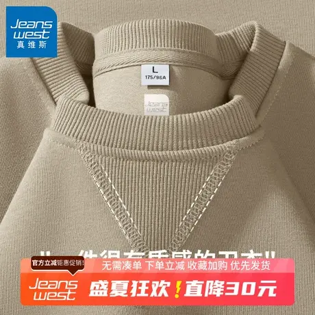 GV真维斯重磅卫衣男春秋季美式复古大地色系宽松休闲外套男款B商品大图