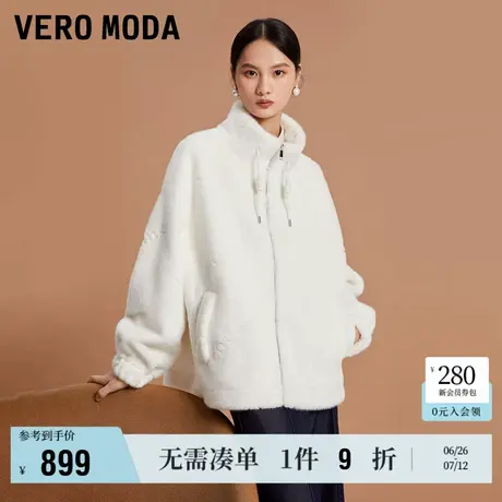 Vero Moda奥莱厚外套女2025春秋新商场同款字母压印宽松绒感上衣商品大图