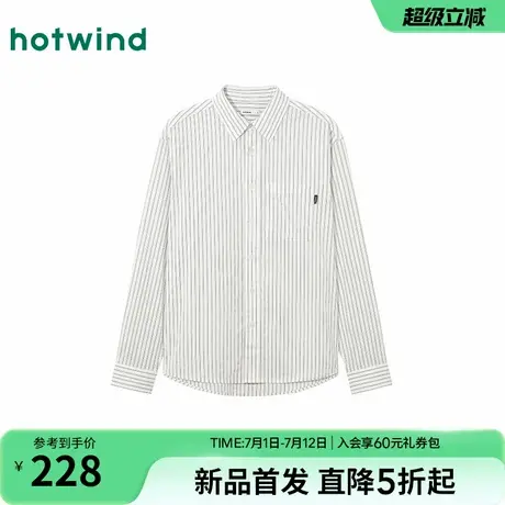 热风2025年秋季新款男士条纹衬衫商品大图