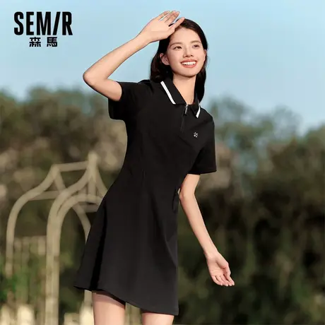 森马连衣裙女修身收腰短裙夏季显瘦撞色休闲学院风polo裙潮流气质商品大图