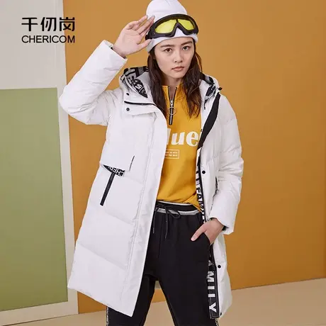 千仞岗2023冬季中长款连帽外套宽松加厚反季羽绒服商品大图