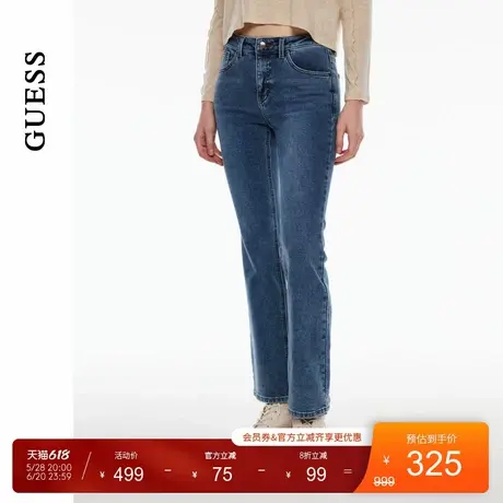 GUESS女士复古港风水洗加绒直筒牛仔长裤-YO4D9192商品大图